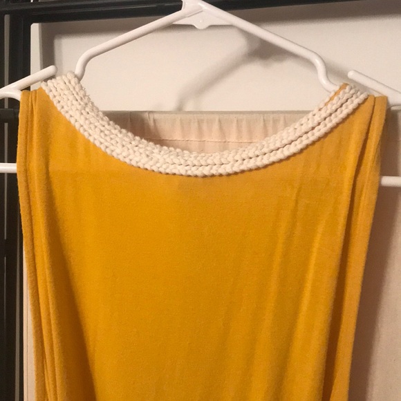 Mustard yellow tie dress with white rope detail - Picture 3 of 5